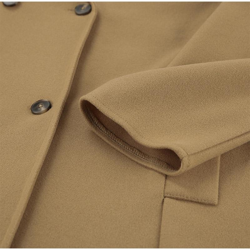 Woolen Coat Women Thick Windbreaker Double Breasted Lapel Long Sleeve Loose Jacket Commuting Casual New Fashion Autumn