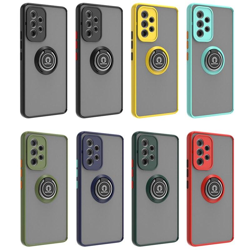 KEYSION Матовый чехол для Samsung A53 A33 A73 5G A23 A13, прозрачная противоударная задняя крышка с кольцом-подставкой для телефона Galaxy A52S A72 A32