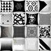 Simple Black and White Geometric Print Short Pile Pillowcase Home Sofa Decoration Cushion Cover Square Waist Pillow