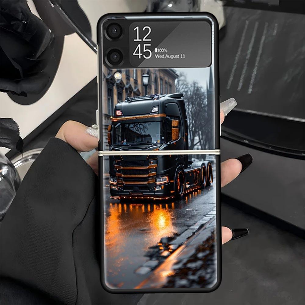 Чехол для телефона Trucks SA-AB для Samsung Galaxy Z Flip 7 6 5 4 3 5G Черный чехол ZFlip7 ZFlip6 ZFlip5 ZFlip4 ZFlip3 Fundas