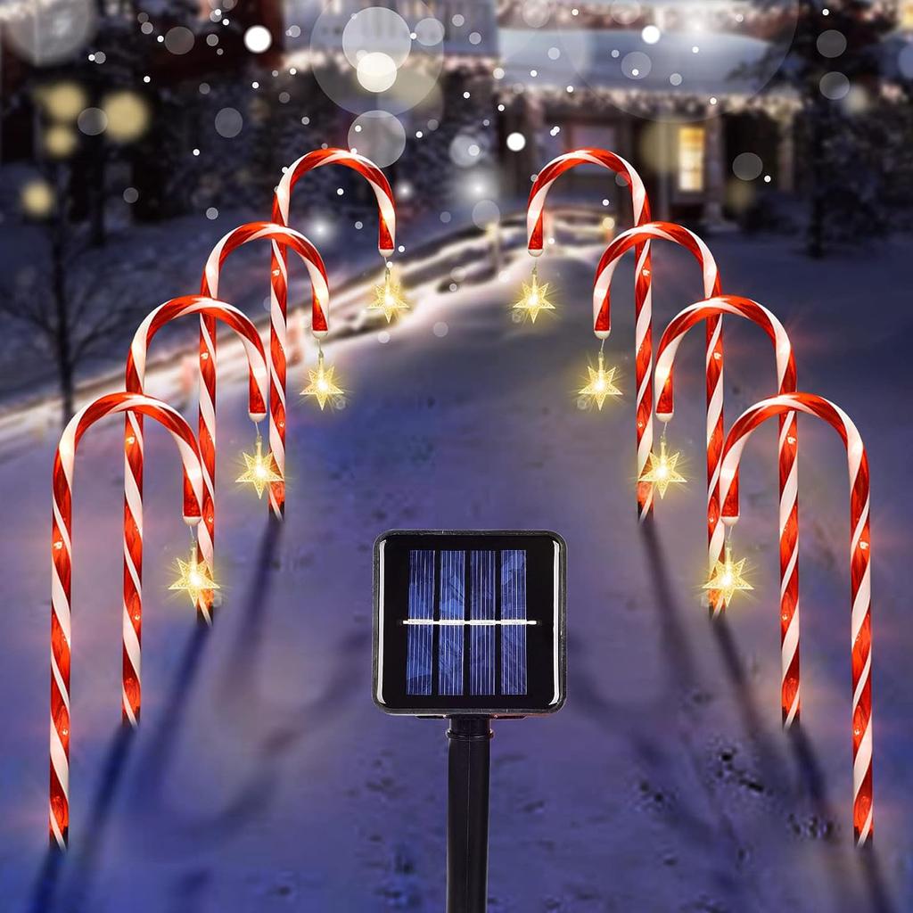 5 In 1 Christmas Candy Cane Lights Outdoor Solar Landscape Lamps Christmas Solar Stake Lights For Garden Lawn Yard Christmas Decoration