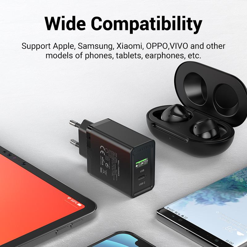 38W Fast USB Charger Vention Type C PD Fast Charging for iPhone 13 11 USB Quick Charge with QC 4.0 3.0 USB Portable Phone Charge