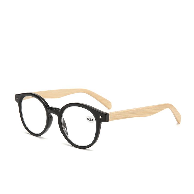 Anti Blue Light Fashion Round Optical Reading Glasses Women Men Reader Bamboo Leg Farsightedness Eyeglasses Prescription Glasses