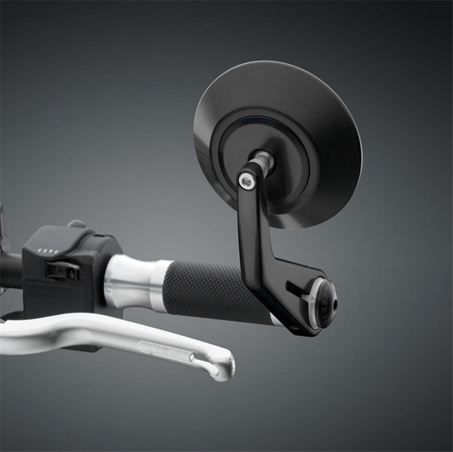 Универсальные круглые мотоциклетные зеркала заднего вида 7/8" на руль, торцевые, хромированные, черные