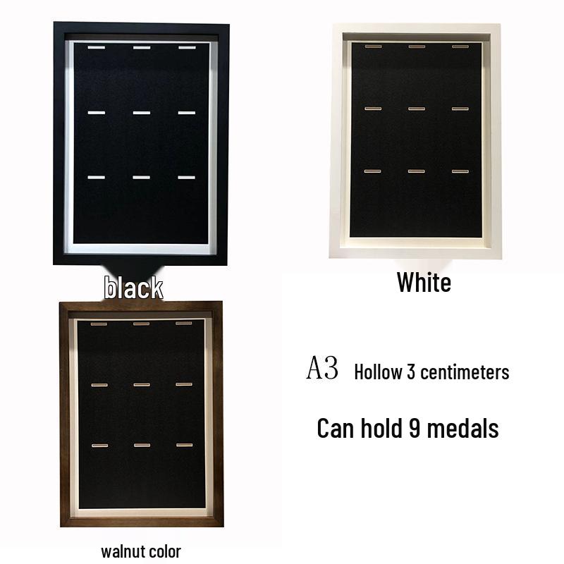 Solid Wood Medal and Certificate Display Rack with Photo Frame