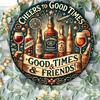 Винтажная круглая деревянная табличка Cheers & Good Friends размером 8x8 дюймов — настенное искусство в стиле ретро для баров, кафе, домов и открытых террас — состаренный вид