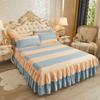 Printed Bed Skirt Skin-Friendly Bed Skirt Single Piece Single Double Bed Cover Three-Piece Set Double Layer Lace Bed Skirt Bed Cover