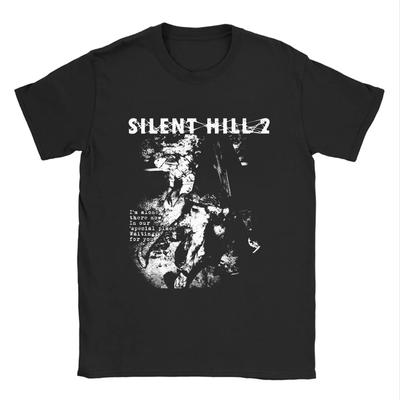 Silent Hill 2 3 Видеоигра Черная Ретро Игровая Футболка Футболка Мужская Женская Праздничная Повседневная Футболка с Коротким Рукавом Топ Свободная Футболка Лето