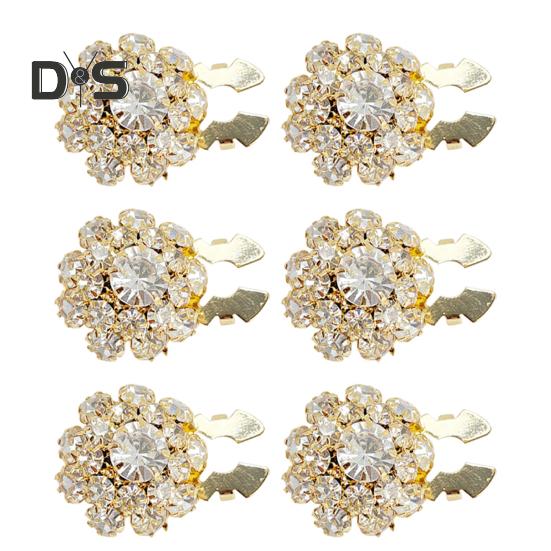 1/6Pcs Button Covers Faux Pearls Shiny Rhinestone Flower Shape Button Clip with Pliers Press Dress Suit Tux Accessories