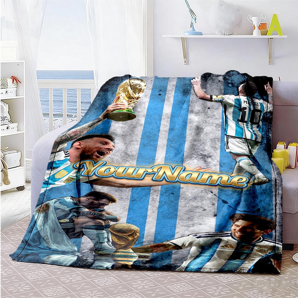 Messi 450 Customize Your Name Blanket Throw Personalized Blanket Warmthful Decor Great for Office Couch Picnics Bedding All-Season Use