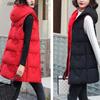 Women's Casual Solid Color Two Sided Hooded Lightweight Cotton Jacket Vest Jacket