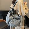 Large Capacity Casual Tote Bag 2025 New Trendy Denim Shoulder Bag Crossbody Bag Women's Retro Handbag Shopping Bag
