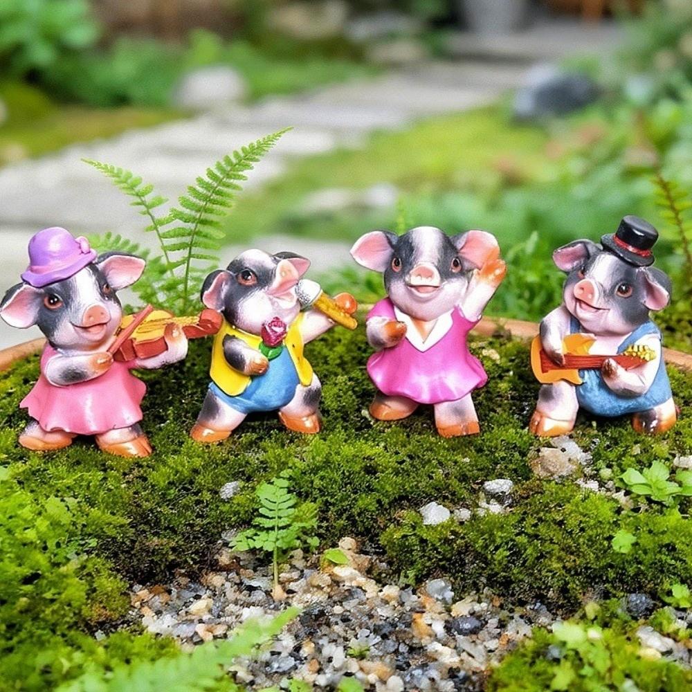 4Pcs music pigs Pig Ornaments Cute Pig Pig Sculpture Exquisite Pig Statue Home
