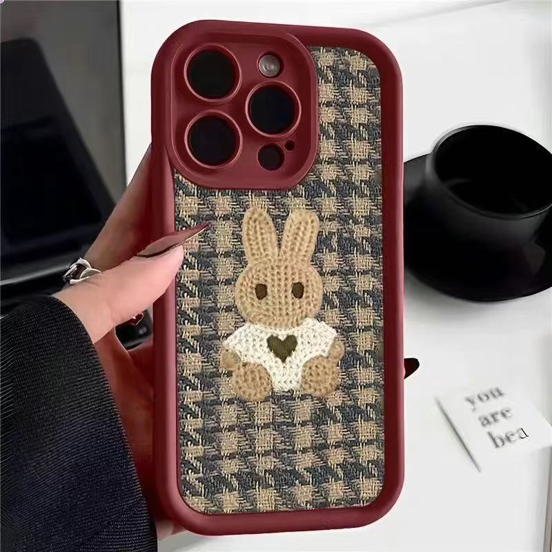 Белый кролик подходит для чехла на мобильный телефон iphone17promax Apple 15 противоударный 14pro/13 милый 16 новые модели