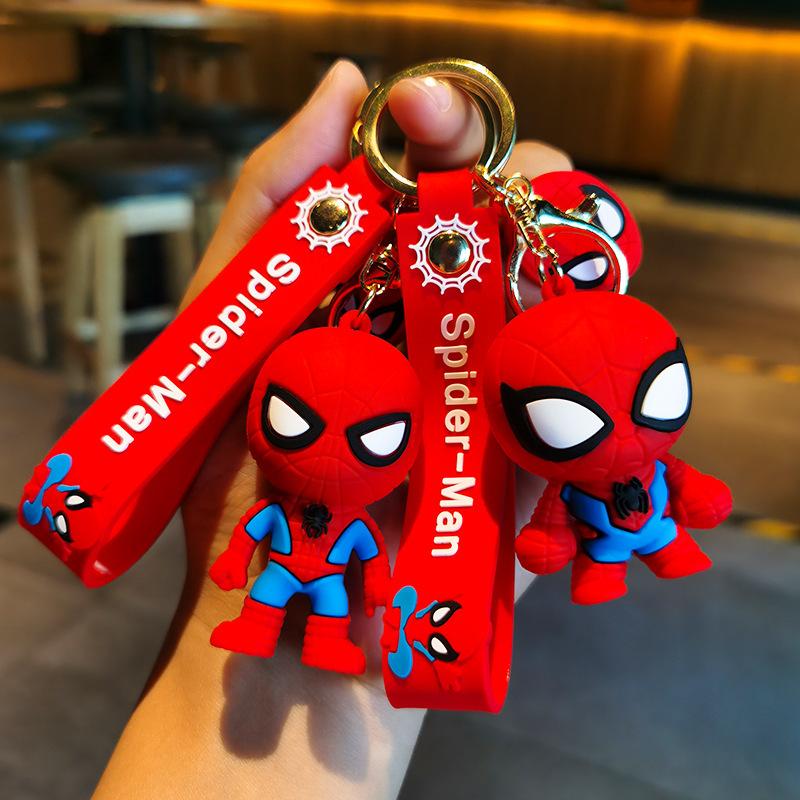 Супергерой Человек-паук Кукла Силиконовый Брелок Marvel Мстители Паук Брелоки для Аксессуаров Рюкзака Мужской Автомобильный Подвеска Держатель для Ключей