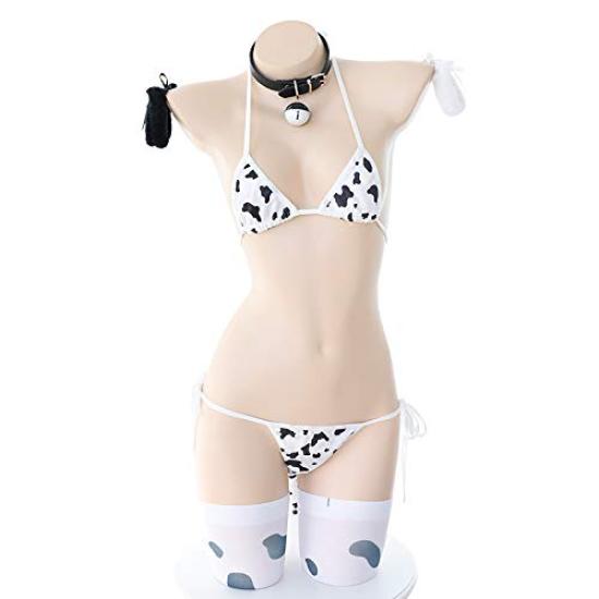 Milk Girl Cow Print Bikini Cute Swimsuit Animal Animal Costume Cosplay Swimsuit