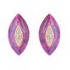 Estele Gold and Silver Plated Oval Shaped Enamel Stud Earrings for Girls and Women