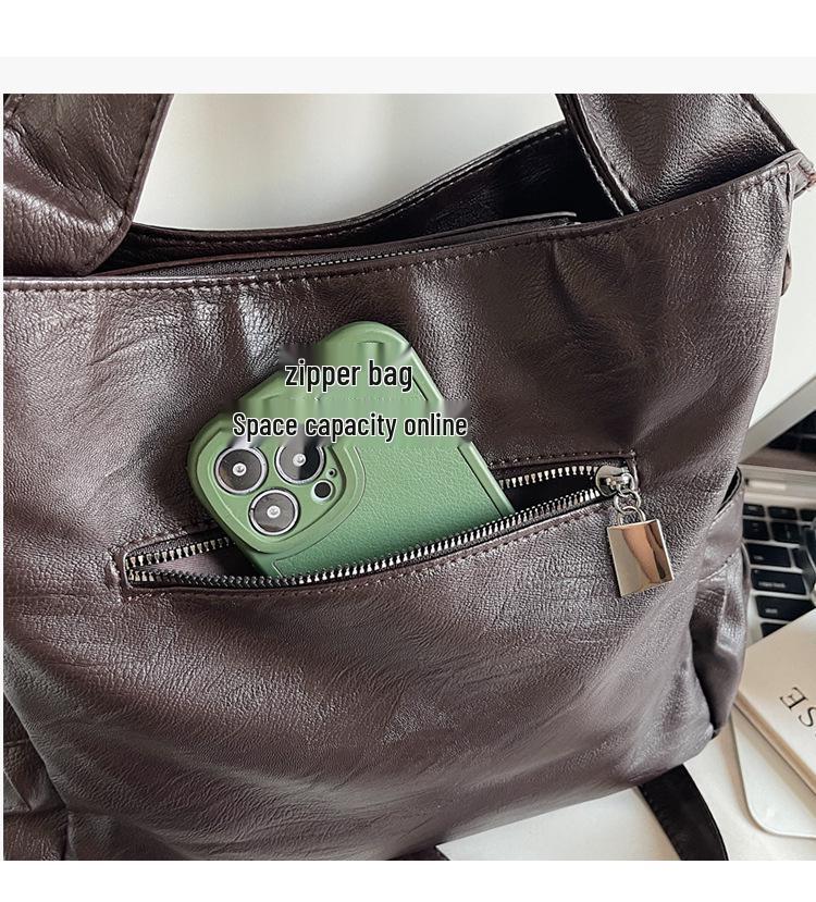 2025 Женская Модная Текстурированная Сумка-Тоут Большой Вместимости на Плечо и Через Плечо