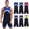 Mens Boyleg Swimwear Sports Jumpsuit Wetsuit Bathing Suit Zipper Bodysuit for Swimming Surfing Cycling Rowing Workout Training