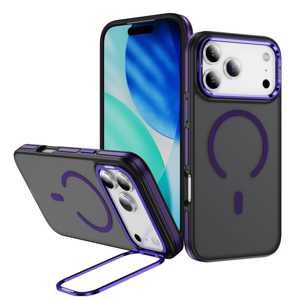 For Apple 16/15/14pm Phone Case Magnetic Metal Lens Frame Bracket Skin Feel for IPhone 17 Phone Case