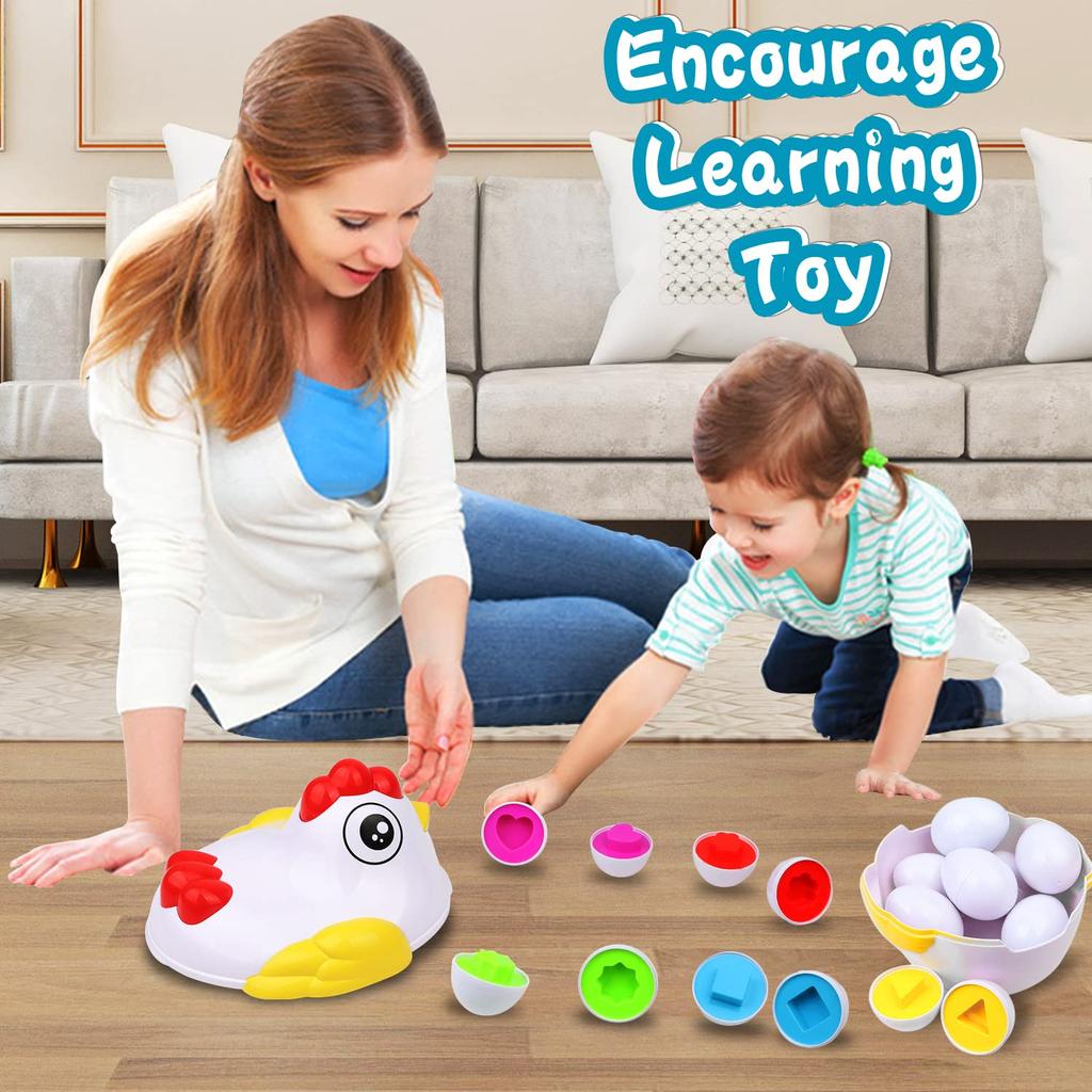 12 Matching Eggs Montessori Sensory Baby Toys Easter Eggs Chicken Colors Shapes Sorter Learning Educational Toy For Kids Gifts