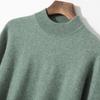 Men's Autumn Winter Wool Cashmere Pullover Sweater, Half High Neck, Solid Color, Plus Size