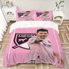 Messi'S Pink Goal Print 3Pcs Bedding Setduvet Cover With 2 Bedropillowcase Home Birthday Gift