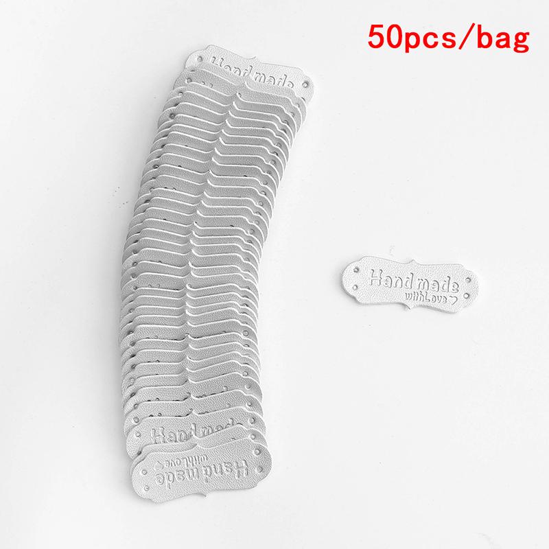 50 шт. Бирки из искусственной кожи ручной работы с любовью Этикетки для шитья и рукоделия Бирки для вязания Этикетки для одежды