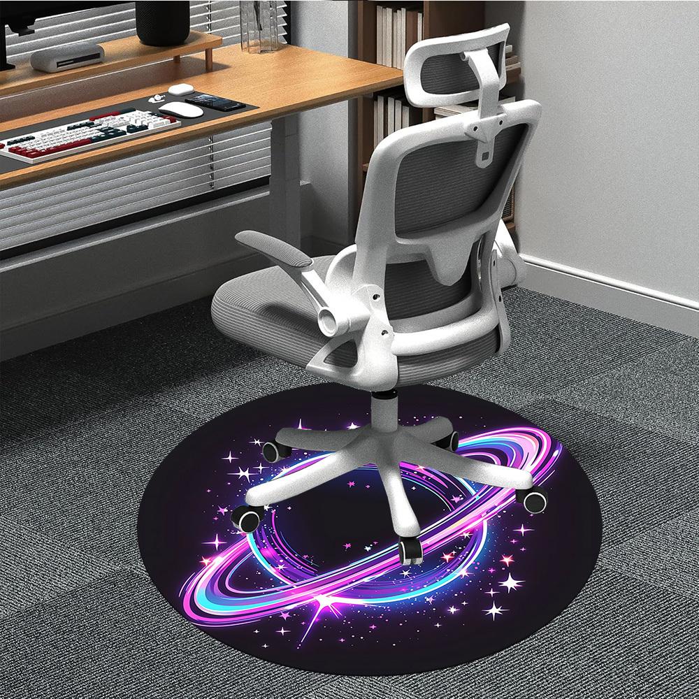 1pc Galaxy Rings Office Round Area Rug, Mat Suitable ForOffice, Under Office Chairs Bedroom Living Room Home Decor, Room Deco