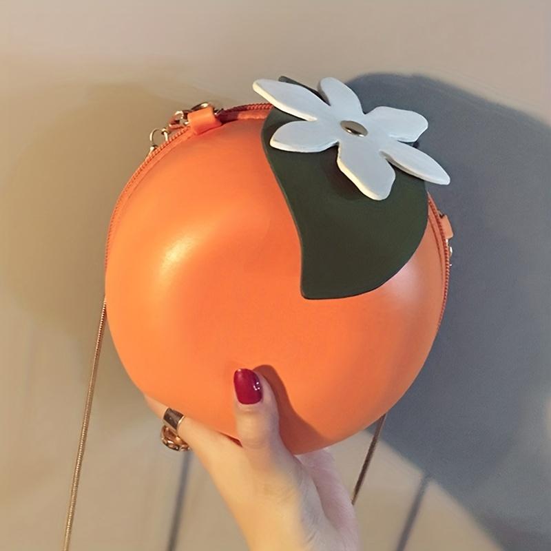 Orange Shape Crossbody Bag Cute and Stylish PU Leather Shoulder Bag for Women Small Crossbody Purse with Chain Strap