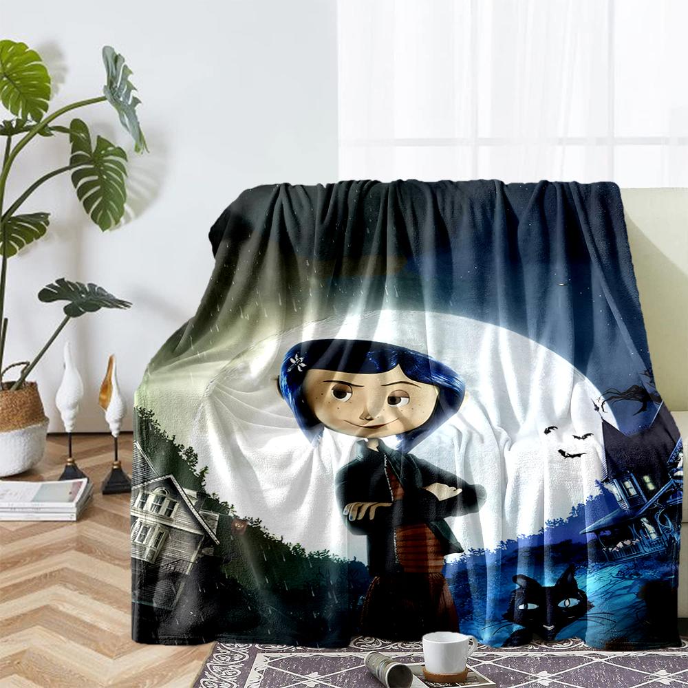 Coraline Theme Printed Blanket - Perfect for Couch, Bed, Travel & Outdoor Use | Machine Washable, Cozy & Durable.