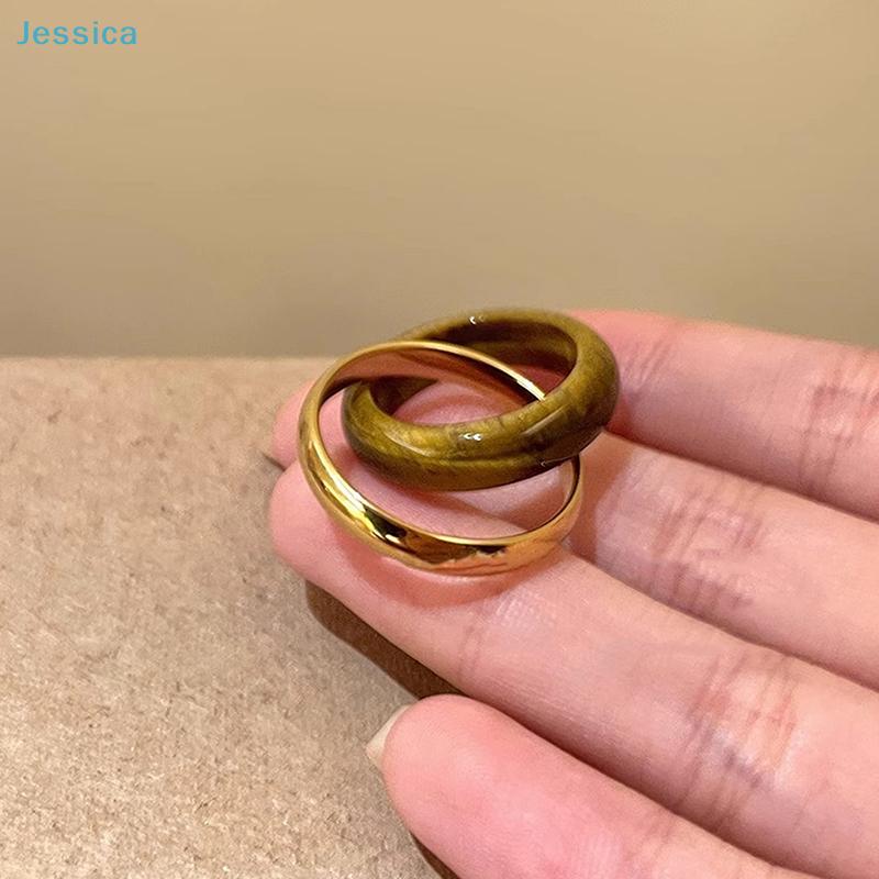Minimalist Stacking Ring – Natural Stone Gold Plated Band Rings For Daily Layered Style