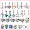 Pamela 925 Silver Sunflower Charms Plata De Ley Original Flower Cactus Green Leaf Bead For DIY Charms Bracelet Jewelry Making