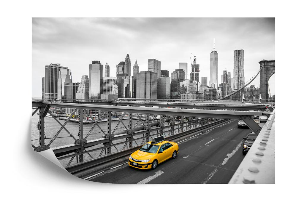 Photomural Taxi Crossing Brooklyn Bridge Smooth Vinyl 520x318