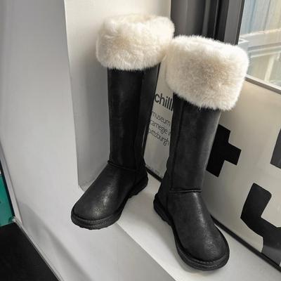 Классические женские длинные зимние ботинки 2024 года, новый стиль, модные и мягкие, толстые, нескользящие, высокие, теплые, хлопковые ботинки для зимы