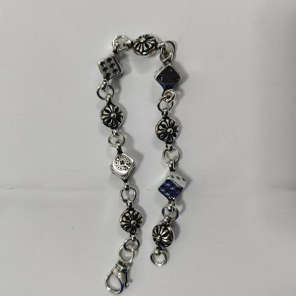 Браслет CH Trendy Retro с подвесками в виде игральных костей и креста, с бриллиантовыми, золотыми и серебряными акцентами