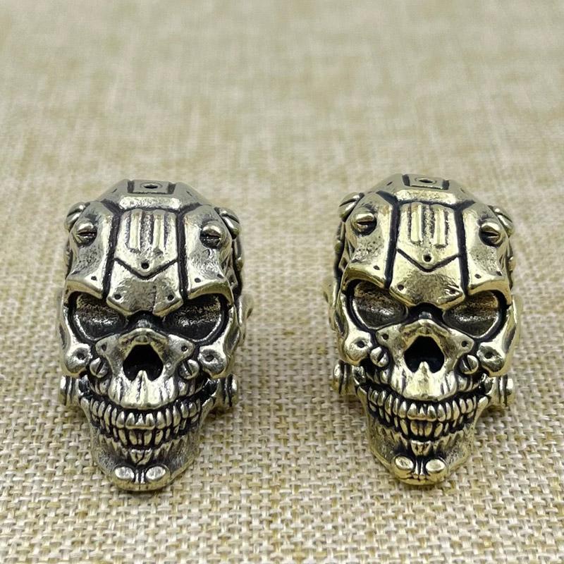 Латунные Механические Бусины для Ножа в Виде Головы Черепа Edc Diy Плетеный Браслет из Паракорда Подвеска Аксессуары Инструмент для Наружного Применения Подвески Шармы