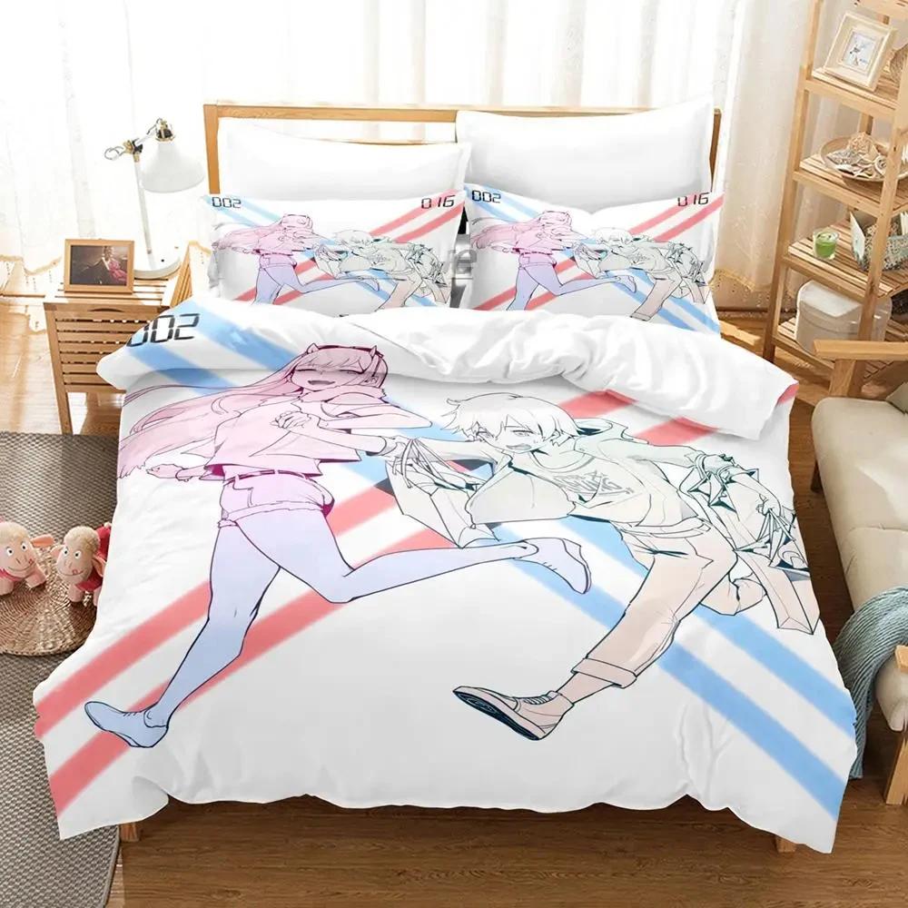 Darling In The Franxx Bedding Set Boys Bedroom Duvet Cover Set 3D Bed Sheet Single Twin Full Queen King Size Duvet Cover Bed Set