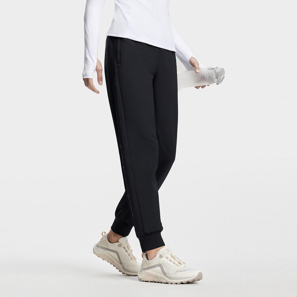 Fila Однотонные вязаные спортивные брюки с манжетами и кулиской Женские брюки Глубокий черный A11W341608F-BK