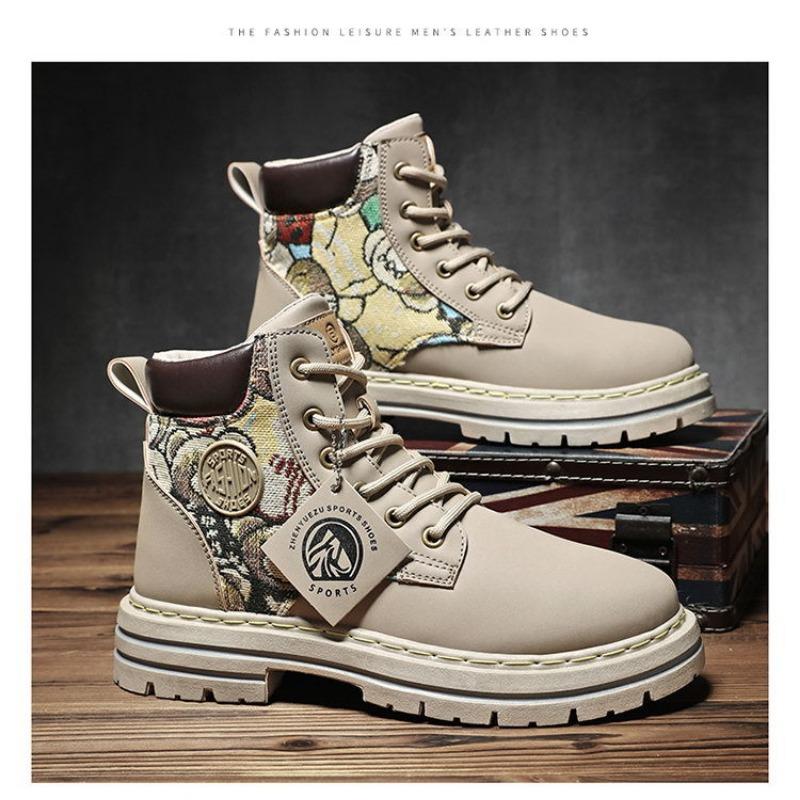 Mens British Style High Top Martin Boots Casual Warm Winter Work Boots