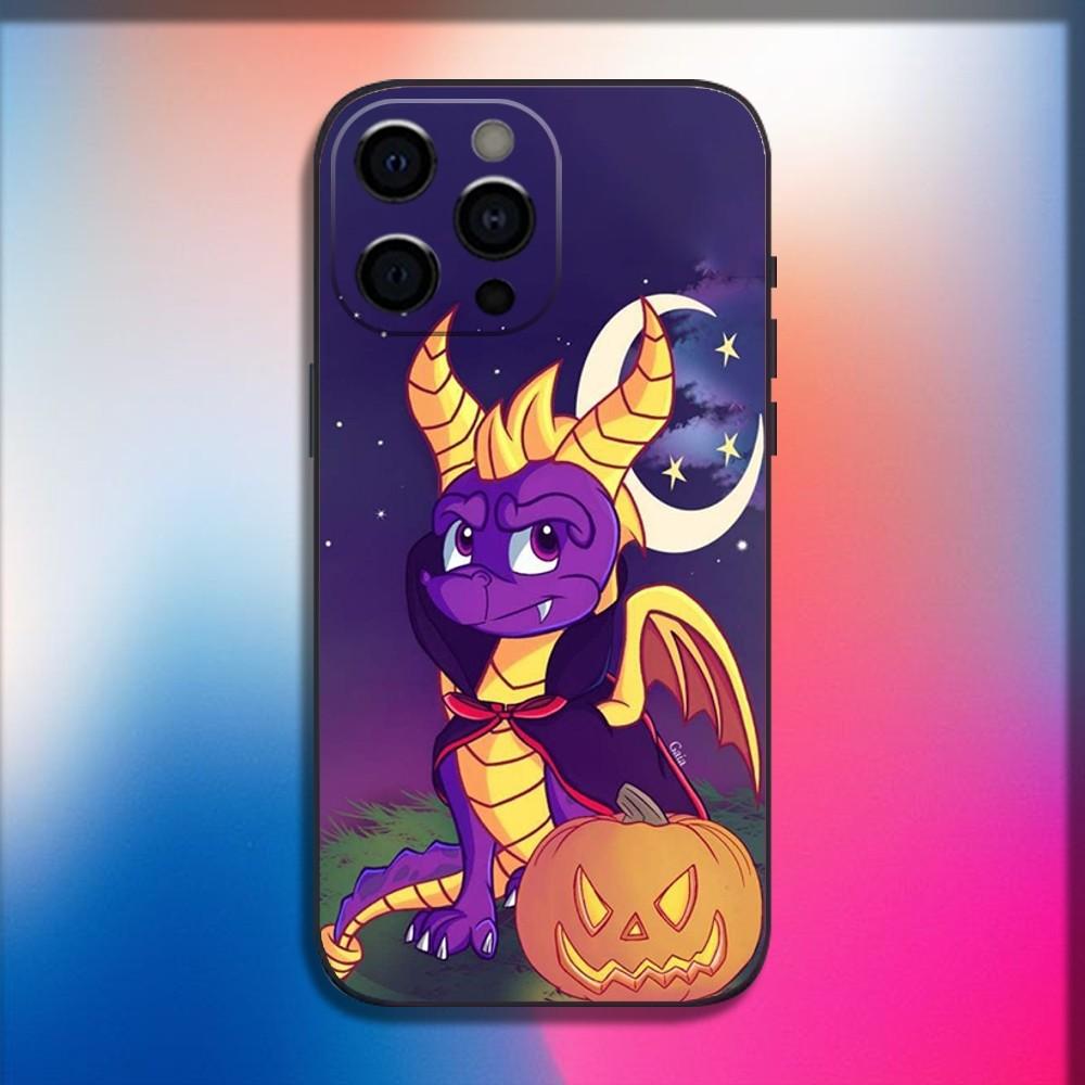Чехол для телефона с изображением дракона из игры Spyro для iPhone 16,15,14,13,12,11, Pro, X, XS, Max, XR, Plus, Mini, Мягкий черный чехол