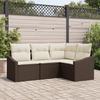 VidaXL 4-Piece Garden Sofa Set with Cushions Brown Poly Rattan 3346698