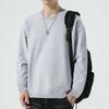 Men's All-Cotton Long-Sleeve Solid Color Base Layer Shirt, Couple Style Round Neck Top for Spring and Autumn.