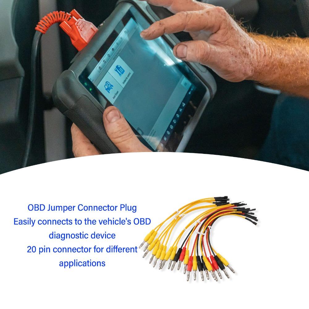 20PCS 3-Color 20 Pin Jumper Cable 4mm Banana Plug OBD2 Breakout Box  Wiring Short Circuit Checking