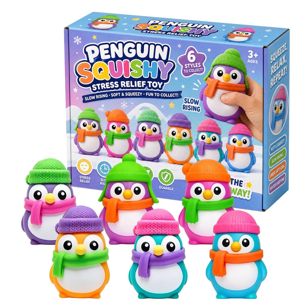 Cute Penguin Squishy Toy Slow Rising Stress Relief Sensory Fidget Toy Super Soft Non-Toxic Safe Material Perfect Gift for Kids and Adults