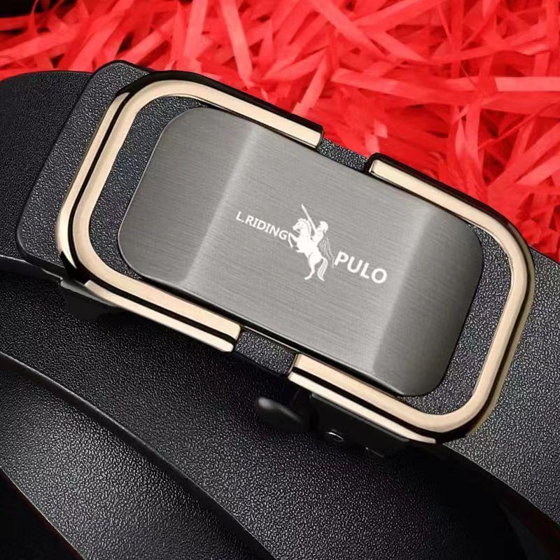 PULO Men's Automatic Leather Buckle Belt Casual Business Trendy New Men's Versatile Pure Cowhide Pant Belt