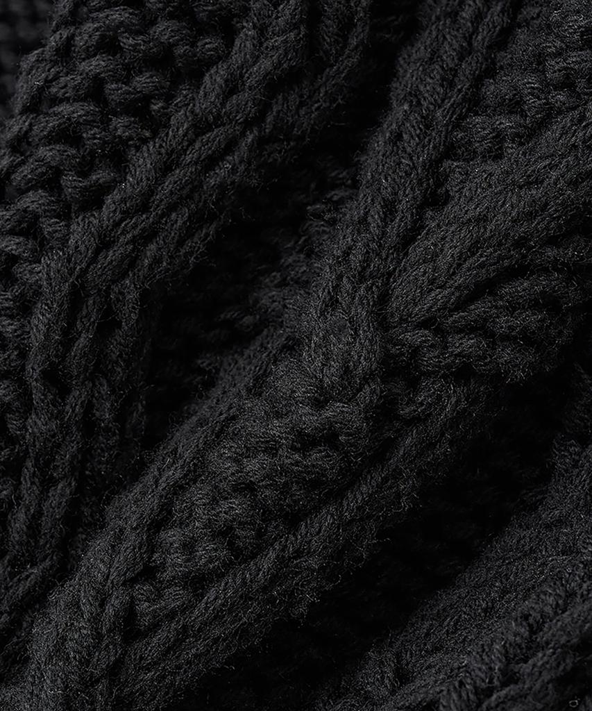 NOIRER Heavy Multi-Cable Oversized Sweater (Black)