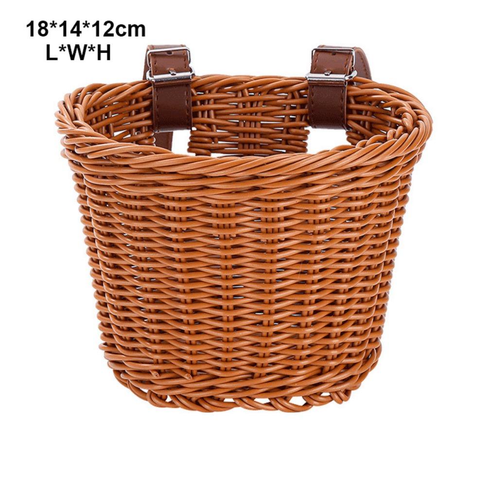 10 Colors Kids Bike Basket Rattan Wicker Retro Woven Bicycle Basket Bicycle Accessories