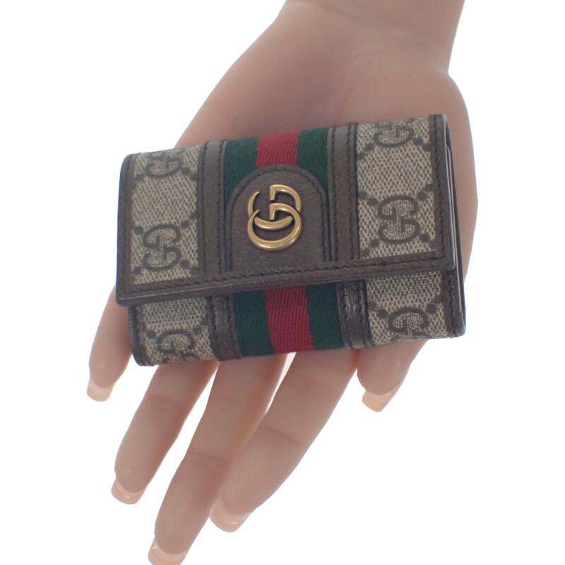 Gucci 603732 96IWT 8745 Key Holder  Brown/Red GG Supreme Canvas Women