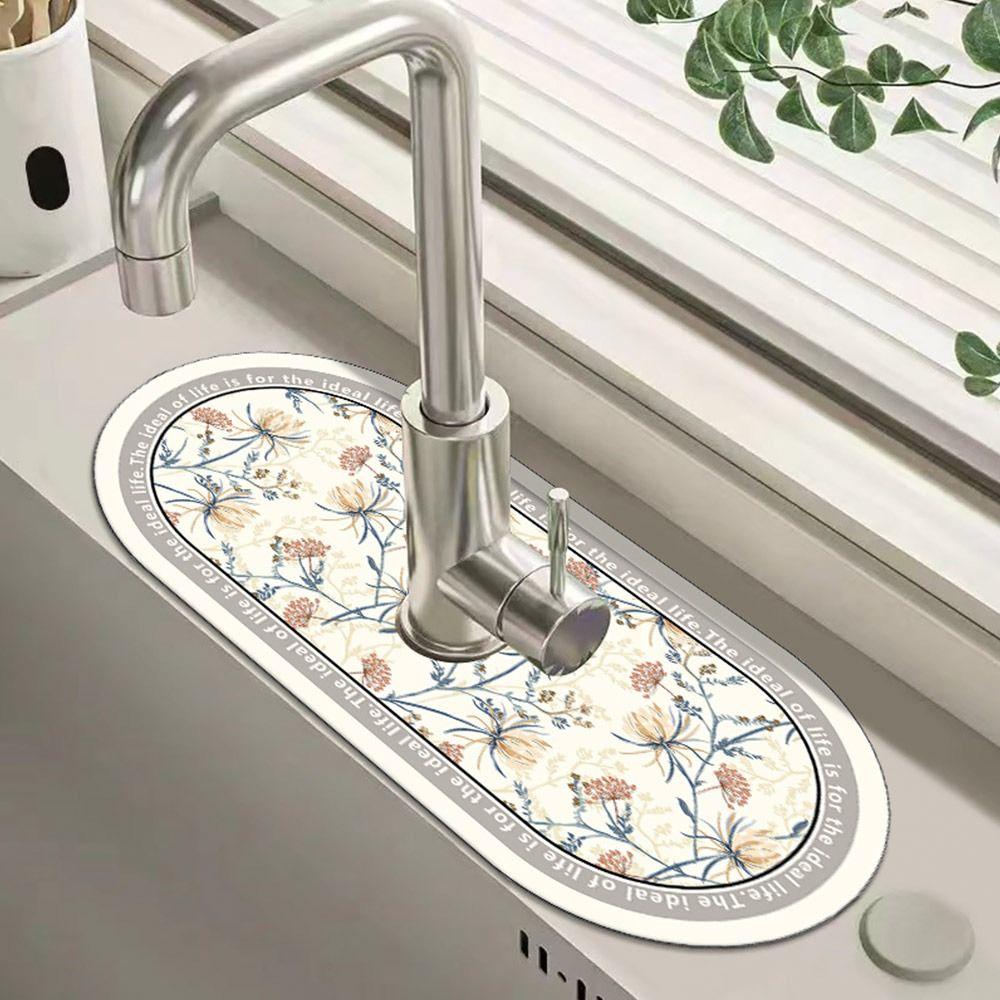 Diatomite Faucet Draining Mat Splash-proof Quick Dry Non-Slip Absorbent Pad Convenient Sink Splash Guard Rug